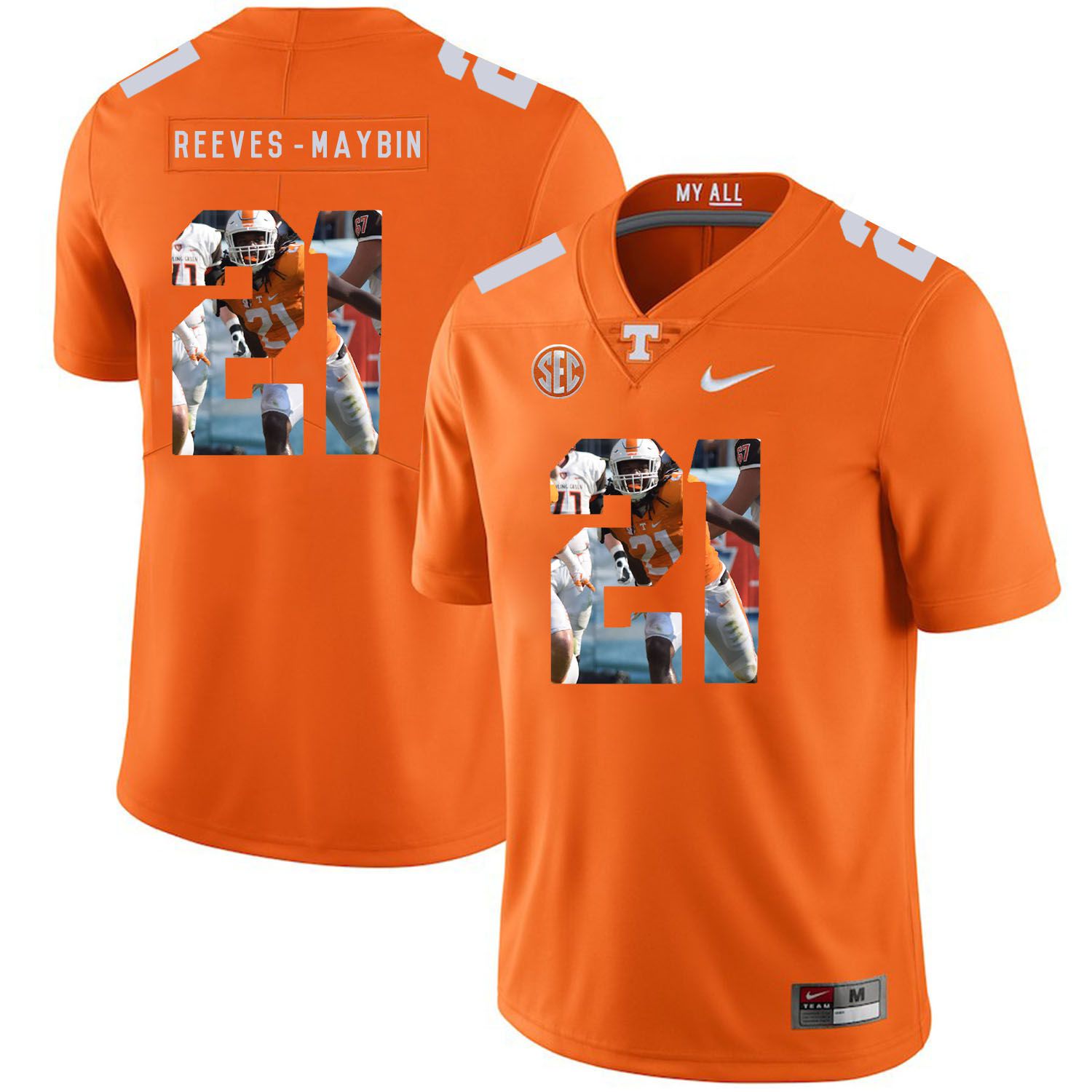 Men Tennessee Volunteers #21 Reeves-maybin Orange Fashion Edition Customized NCAA Jerseys